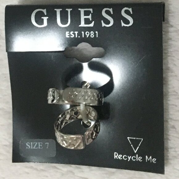 GUESS 2-pack silver rings - NWT - Picture 1 of 5